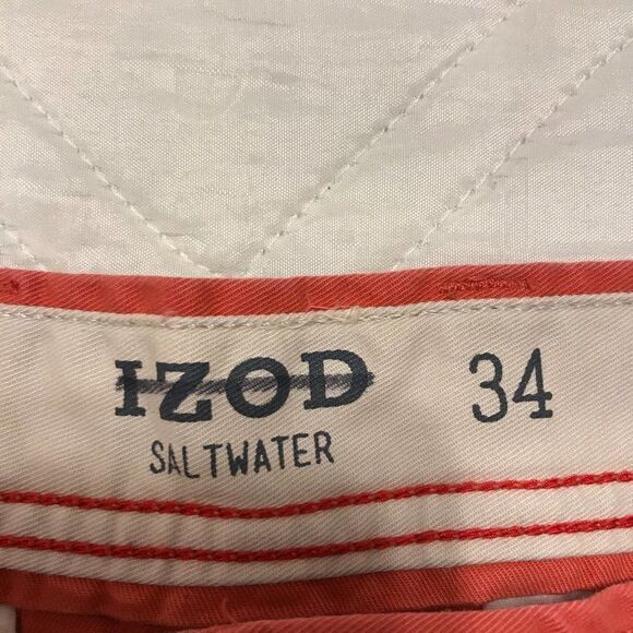 Izod saltwater red flat front shorts size 34 - Picture 2 of 4